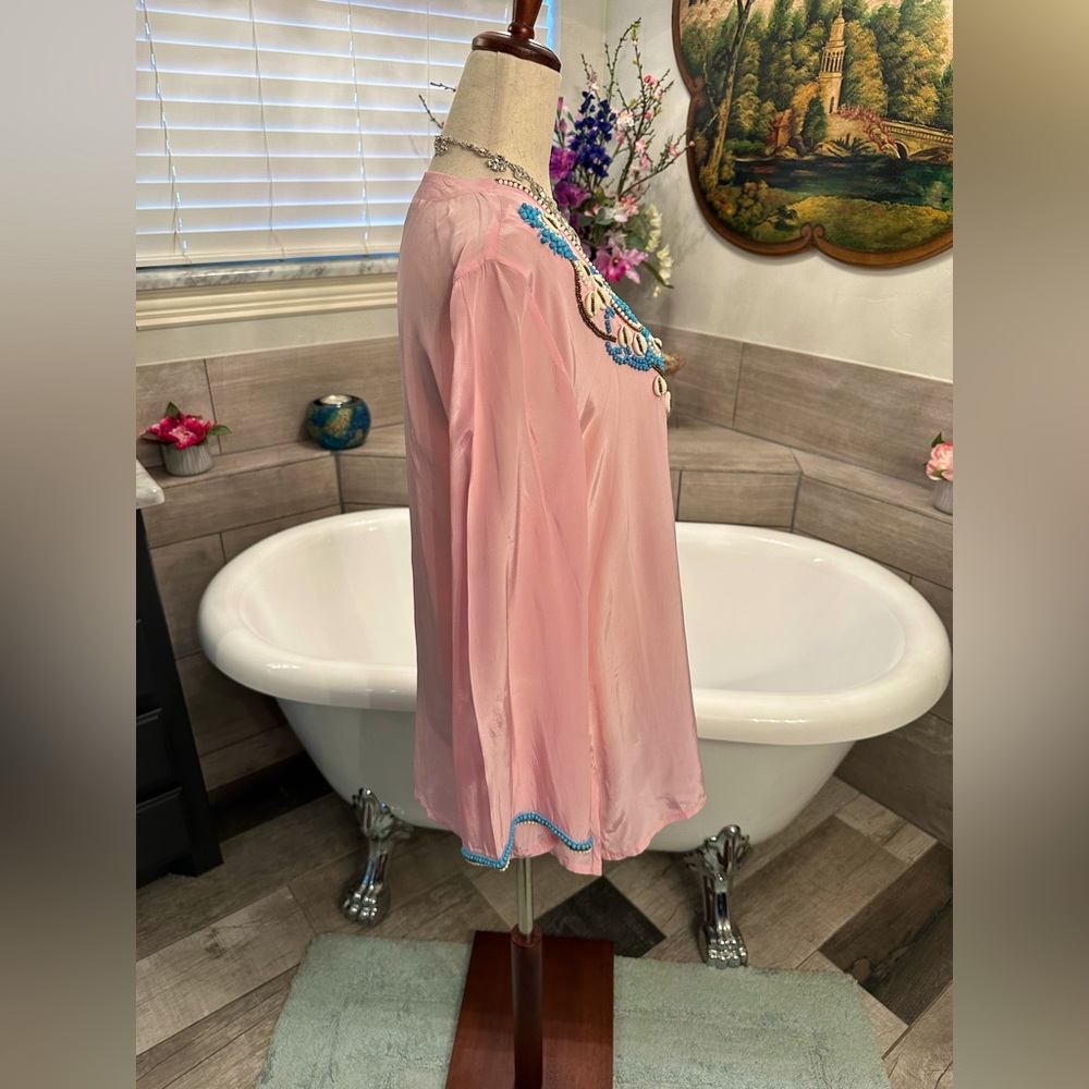 Pristine Boston Proper Pink Shell Embellished Sexy Tunic Style Top S - Picture 9 of 13